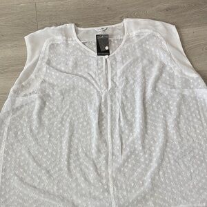 White Sheer Blouse with Pattern